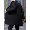 imageCHARTOU Mens Notched Collar 1 Button Slim Fit Midi Trench Pea Coat JacketBlack