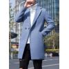 imageCHARTOU Mens Notched Collar 1 Button Slim Fit Midi Trench Pea Coat JacketBlue