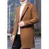 imageCHARTOU Mens Notched Collar 1 Button Slim Fit Midi Trench Pea Coat JacketCamel