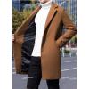imageCHARTOU Mens Notched Collar 1 Button Slim Fit Midi Trench Pea Coat JacketCamel