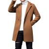 imageCHARTOU Mens Notched Collar 1 Button Slim Fit Midi Trench Pea Coat JacketCamel