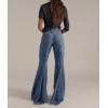 imageCHARTOU Women Patchwork Flared Denim Wide Leg Pants Y2k High Rise Floor Length Distressed Baggy JeansBlue