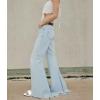 imageCHARTOU Women Patchwork Flared Denim Wide Leg Pants Y2k High Rise Floor Length Distressed Baggy JeansLight Blue