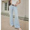 imageCHARTOU Women Patchwork Flared Denim Wide Leg Pants Y2k High Rise Floor Length Distressed Baggy JeansLight Blue