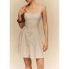 imageCHARTOU Women Sleeveless Linen Short Dress Cinched Waist Button Down Mini Elegant Party DressesBeige