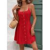 imageCHARTOU Women Sleeveless Linen Short Dress Cinched Waist Button Down Mini Elegant Party DressesRed