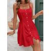 imageCHARTOU Women Sleeveless Linen Short Dress Cinched Waist Button Down Mini Elegant Party DressesRed