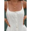 imageCHARTOU Women Sleeveless Linen Short Dress Cinched Waist Button Down Mini Elegant Party DressesWhite
