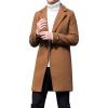 imageCHARTOU Mens Notched Collar 1 Button Slim Fit Midi Trench Pea Coat JacketCamel