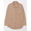 imageCHARTOU Women Baggy Plaid Blouses Button Down Long Sleeve Shirt Lightweight Cotton Collared Tops with PocketBrown