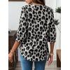 imageCHARTOU Women Summer Leopard Shirt Casual Loose Collared V Neck 34 Sleeve Tunic TopGrey