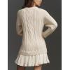 imageCHARTOU Women Chunky Cable Pullover Sweater Dress Fall Winter Lace Patchwork Long Sleeve Jumper Knit SweaterBeige