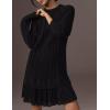 imageCHARTOU Women Chunky Cable Pullover Sweater Dress Fall Winter Lace Patchwork Long Sleeve Jumper Knit SweaterBlack