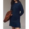 imageCHARTOU Women Chunky Cable Pullover Sweater Dress Fall Winter Lace Patchwork Long Sleeve Jumper Knit SweaterDark Blue