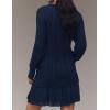 imageCHARTOU Women Chunky Cable Pullover Sweater Dress Fall Winter Lace Patchwork Long Sleeve Jumper Knit SweaterDark Blue