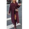 imageCHARTOU Women Long Winter Trench Pea Coat Double Breast Warm Overcoat OutwearBurgundy