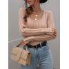 imageCHARTOU Womens Fall Fashion Lightweight Slim Scalloped Scoop Neck Knit Pullover SweaterApricot