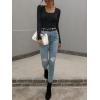 imageCHARTOU Womens Fall Fashion Lightweight Slim Scalloped Scoop Neck Knit Pullover SweaterBlack