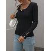 imageCHARTOU Womens Fall Fashion Lightweight Slim Scalloped Scoop Neck Knit Pullover SweaterBlack