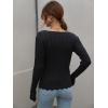imageCHARTOU Womens Fall Fashion Lightweight Slim Scalloped Scoop Neck Knit Pullover SweaterBlack