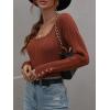 imageCHARTOU Womens Fall Fashion Lightweight Slim Scalloped Scoop Neck Knit Pullover SweaterBrown