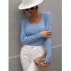 imageCHARTOU Womens Fall Fashion Lightweight Slim Scalloped Scoop Neck Knit Pullover SweaterLight Blue