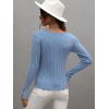imageCHARTOU Womens Fall Fashion Lightweight Slim Scalloped Scoop Neck Knit Pullover SweaterLight Blue