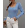 imageCHARTOU Womens Fall Fashion Lightweight Slim Scalloped Scoop Neck Knit Pullover SweaterLight Blue