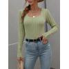 imageCHARTOU Womens Fall Fashion Lightweight Slim Scalloped Scoop Neck Knit Pullover SweaterLight Green