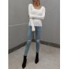 imageCHARTOU Womens Fall Fashion Lightweight Slim Scalloped Scoop Neck Knit Pullover SweaterWhite