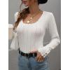 imageCHARTOU Womens Fall Fashion Lightweight Slim Scalloped Scoop Neck Knit Pullover SweaterWhite