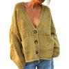 imageCHARTOU Women Oversized Cardigan Sweater Button Down V Neck Loose Fall Sweater with PocketsGreen