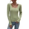 imageCHARTOU Womens Fall Fashion Lightweight Slim Scalloped Scoop Neck Knit Pullover SweaterLight Green