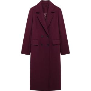 imageCHARTOU Women Long Winter Trench Pea Coat Double Breast Warm Overcoat OutwearBurgundy