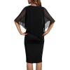 imageCHARTOU Womens Sleeveless Shawl Dress Formal V Neck Chiffon Cape Tank Pencil Bodycon Party Evening DressBlack