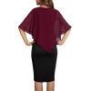 imageCHARTOU Womens Sleeveless Shawl Dress Formal V Neck Chiffon Cape Tank Pencil Bodycon Party Evening DressBurgundy