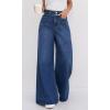 imageCHARTOU Wide Leg Jeans for Women Stretchy High Waisted Loose Casual Flare Denim PantsBlue