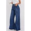 imageCHARTOU Wide Leg Jeans for Women Stretchy High Waisted Loose Casual Flare Denim PantsBlue