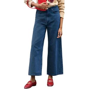 imageCHARTOU Women Casual Wide Leg Jeans High Waisted Loose Straight Denim PantsBlue