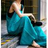 imageCHARTOU Women Linen Jumpsuit Baggy Wide Leg Long Romper Pants Summer Casual OverallsBlue