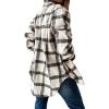 imageCHARTOU Womens Classic Loose Wool Blend Long Sleeve Plaid Button Down ShirtBlack
