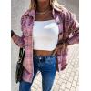 imageCHARTOU Womens Classic Loose Wool Blend Long Sleeve Plaid Button Down ShirtPink
