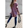 imageCHARTOU Womens Classic Loose Wool Blend Long Sleeve Plaid Button Down ShirtPink
