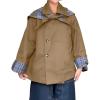imageCHARTOU Womens Short Trench Coats Fall Notch Collar Plaid Reversible Oversized Jacket with PocketsKhaki