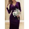 imageCHARTOU Women Bodycon Maxi Velvet Dress Long Sleeve Formal Dress Cocktail Wedding Quest Dress Wrap Evening GownDark Purple