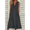 imageCHARTOU Women Casual Sleeveless Denim Midi Dress A Line SummerBlack