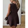 imageCHARTOU Women Elegant Crew Neck Sleeveless Knit Dress Summer Vertical Polka Dot Ice Silk ALine DressBrown