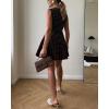 imageCHARTOU Women Elegant Crew Neck Sleeveless Knit Dress Summer Vertical Polka Dot Ice Silk ALine DressBrown