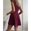 imageCHARTOU Women Elegant Crew Neck Sleeveless Knit Dress Summer Vertical Polka Dot Ice Silk ALine DressBurgundy