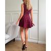 imageCHARTOU Women Elegant Crew Neck Sleeveless Knit Dress Summer Vertical Polka Dot Ice Silk ALine DressBurgundy